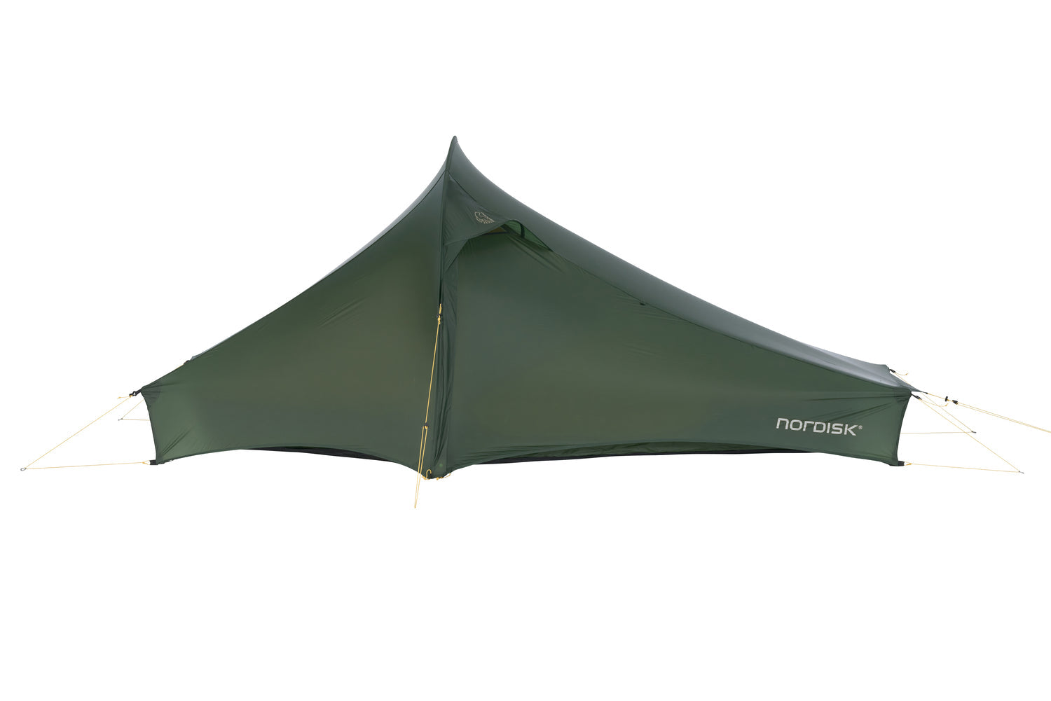 Green tent with 'Nordisk' branding on a white background
