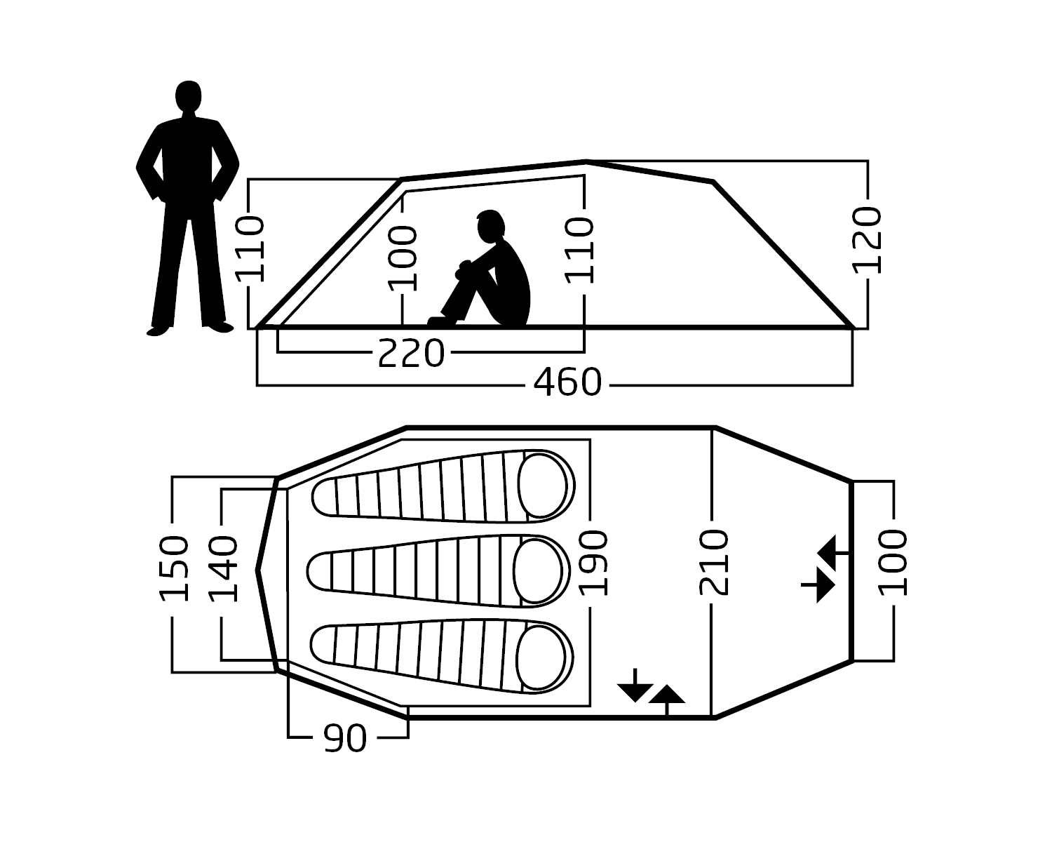 Oppland 3 SI (2.0) Telt - Deep Forest Green