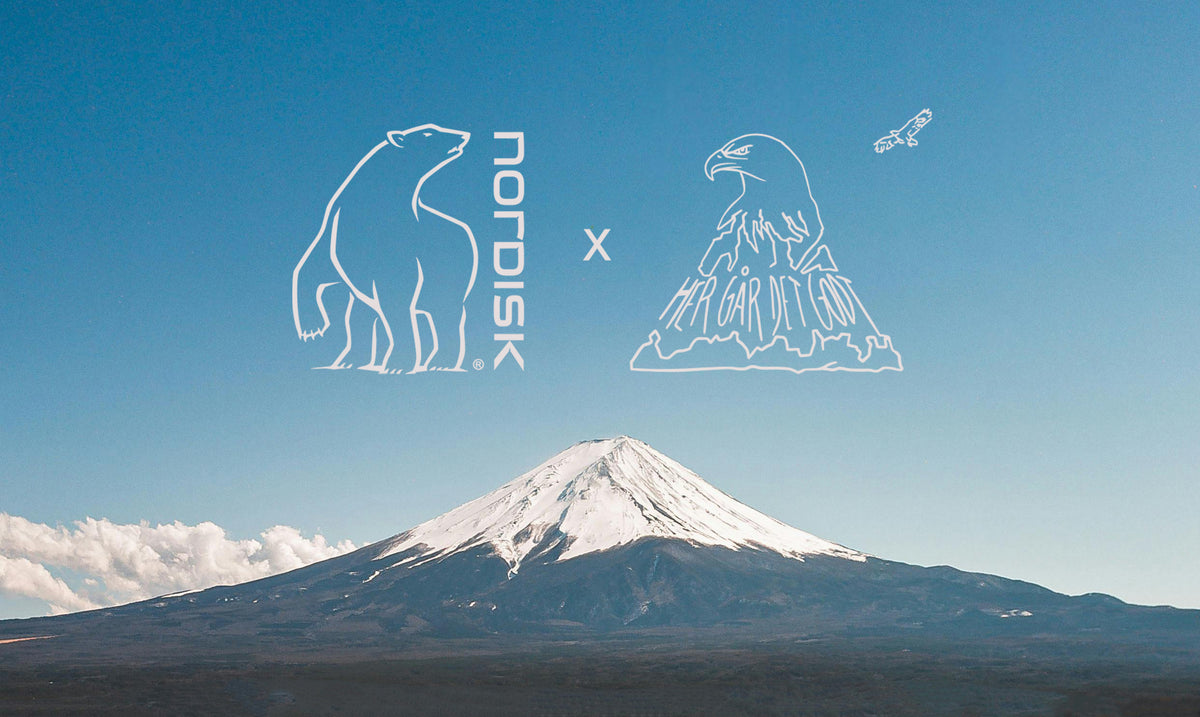 Nordisk x Her Går Det Godt logo over Fuji bjerget