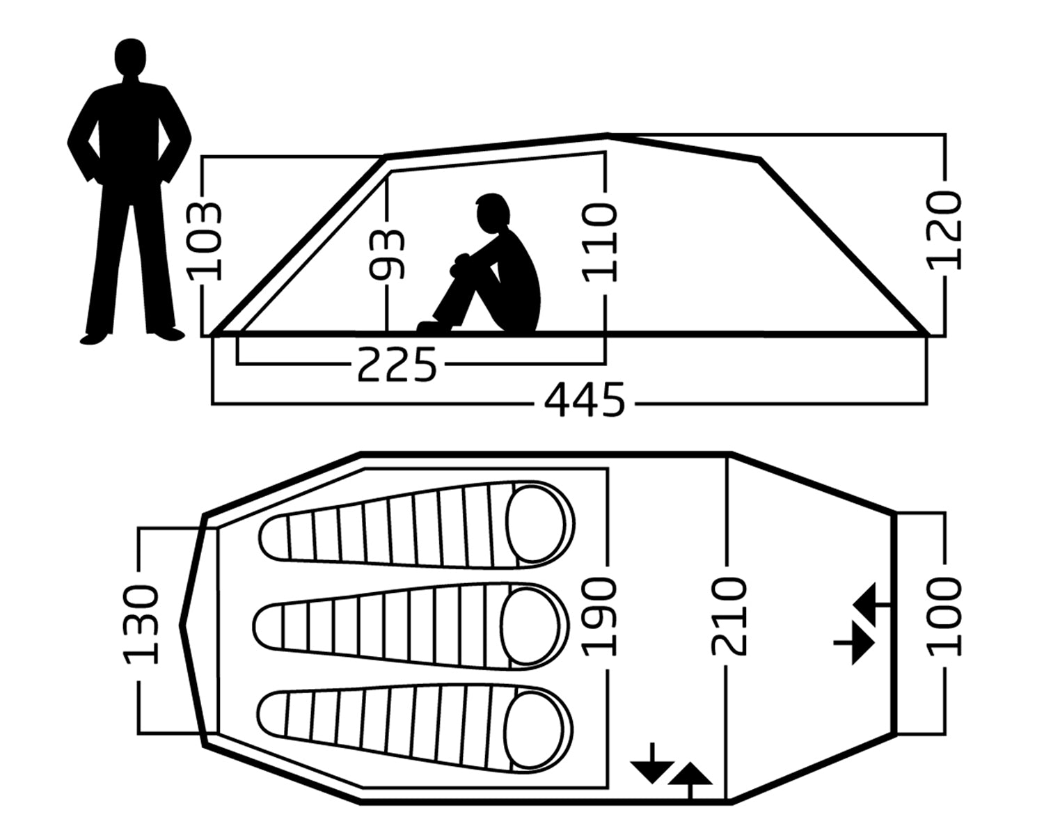 Oppland 3 PU (3.0) Telt - 3 personer | Dark Olive
