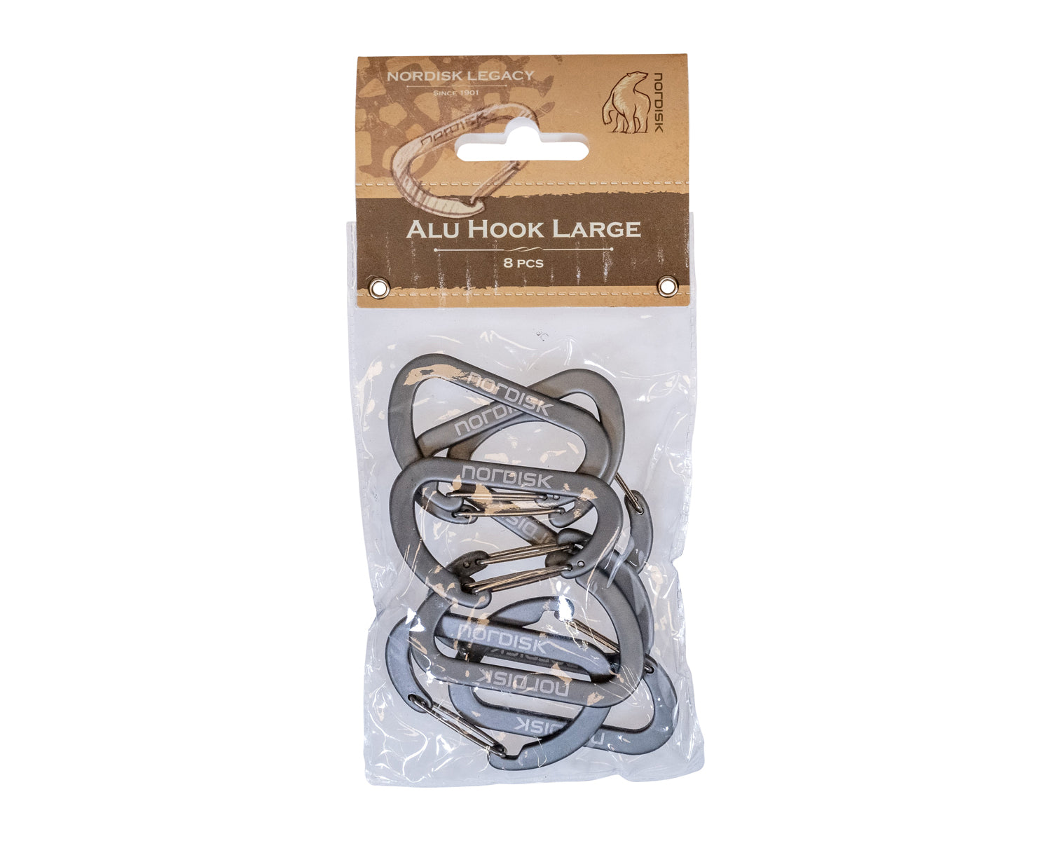 Aluminium Hook L (8 stk.) - Karabinhager | Matt Silver