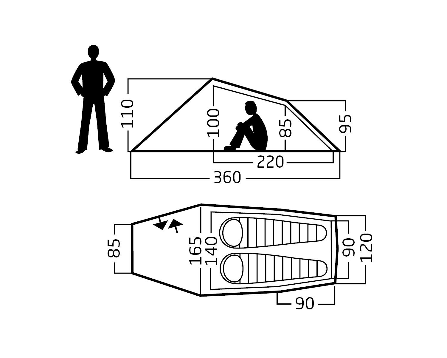 Halland 2 LW (2.0) Telt - Black Forest Green