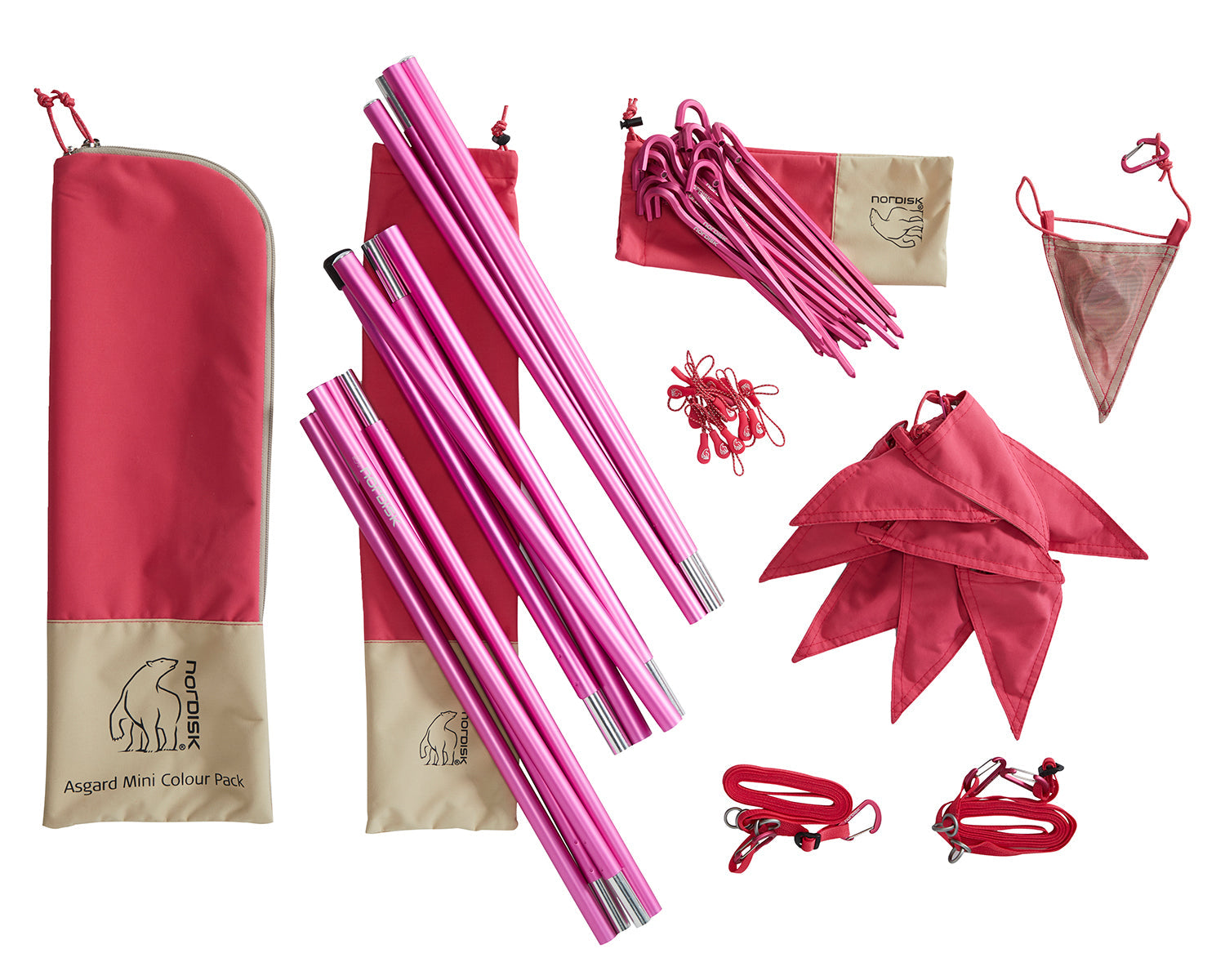 Asgard Tech Mini Glamping Tent Incl. Colour Pack - 2 personer | Azalea Cherry Pink