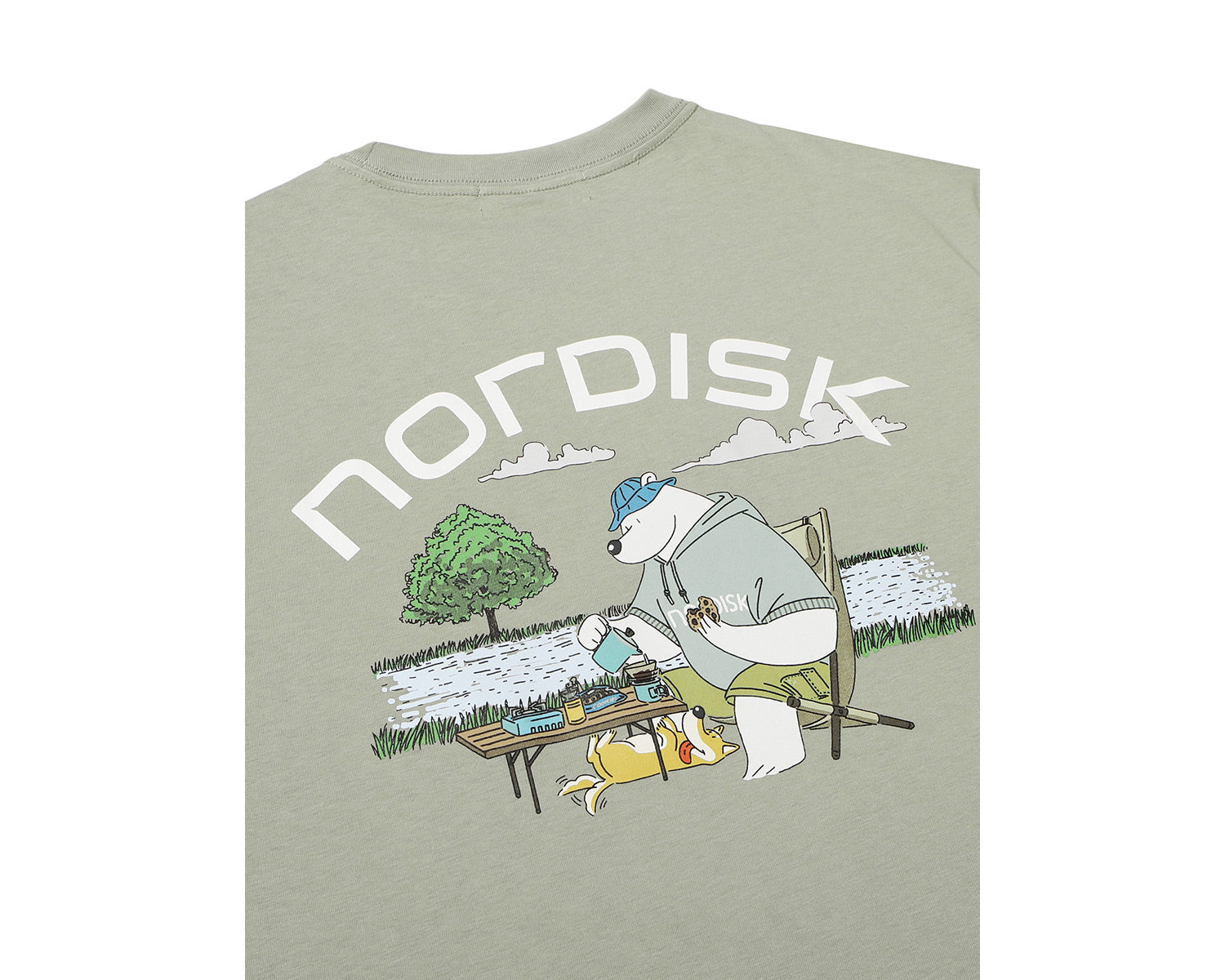 Tea Time Cartoon Polar Bear T-Shirt Unisex - Khaki