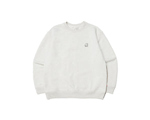 Camping Bear Back Brushed Sweatshirt Unisex - Oatmeal Melange Beige