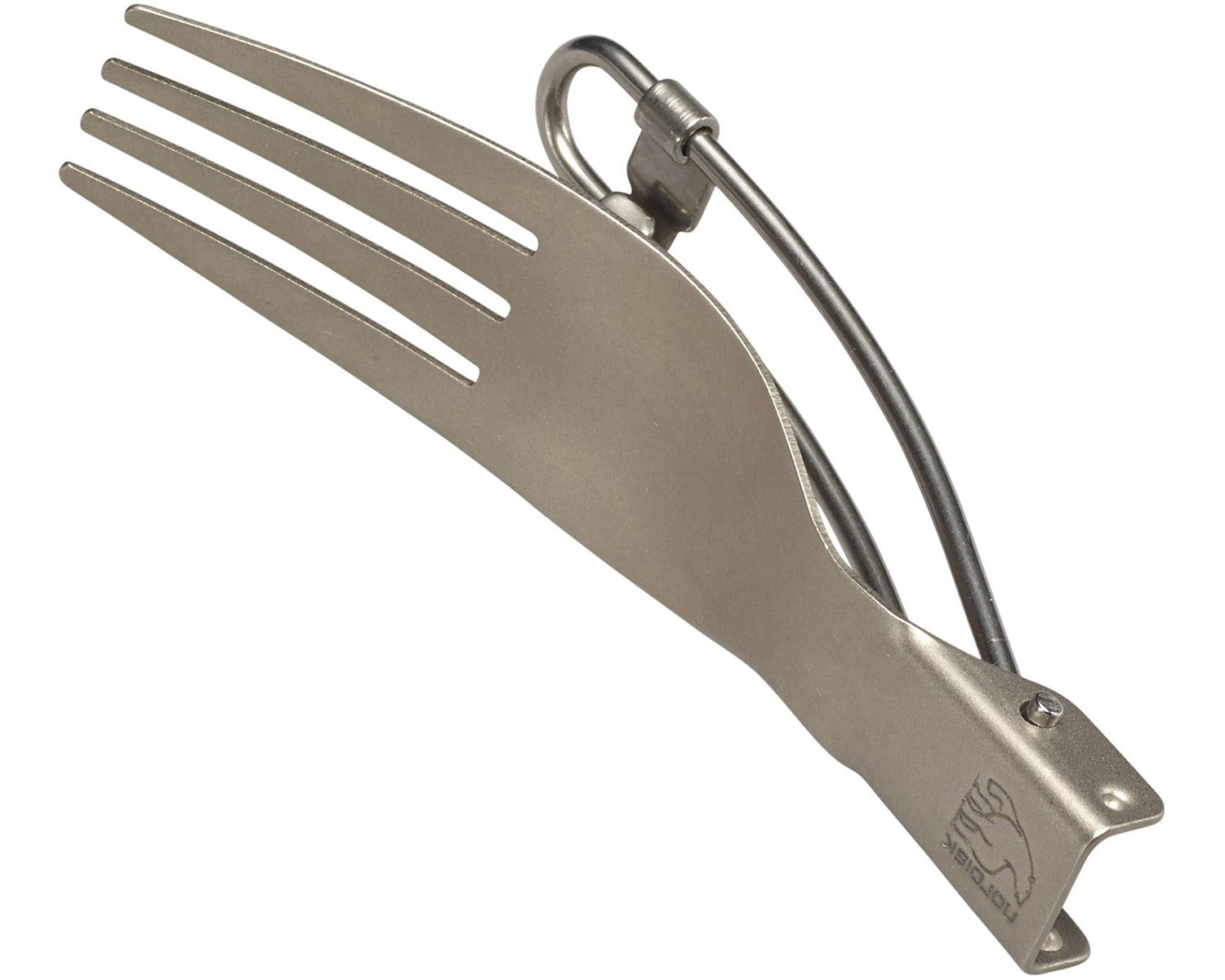 Foldbar titanium gaffel - Matt Silver